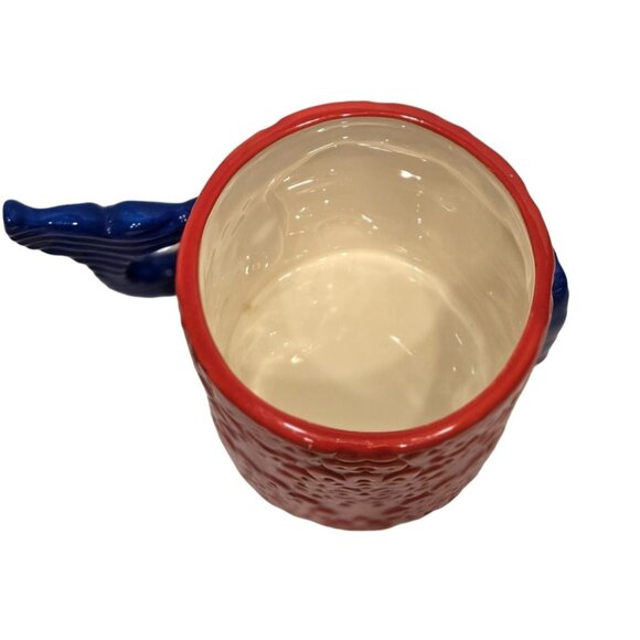 Mud Pie Sealife Embossed Whale Tale Handle Coffee Mug Red Blue - Picture 4 of 5